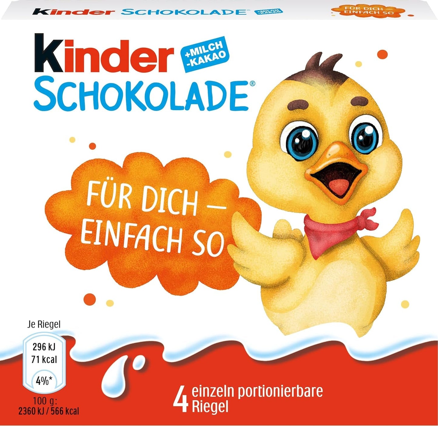 Kinder Chocolate (20 x 50 g) - Regalo di San Valentino per lui e per lei, dolci di Carnevale e Martedì Grasso - Barrette di cioccolato al latte ripiene - 20 confezioni da 4 barrette individuali ciascuna