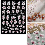 JMEOWIO 3D Nagelsticker Frühling Blume Nail Art Sticker Selbstklebend Nagelaufkleber 5D Stereoscopic Buntes Sommer Blumen Dekoration Nageldesign Zubehör 4 Blatt