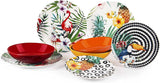Set di piatti Excelsa Tropical Chic, 18 pezzi, Porzellan, mehrfarbig