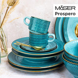 Prospero Set da caffè Premium per 4, Qualità da ristorante, Servizio da caffè moderno da 12 pezzi in stile vintage unico, Porcellana resistente, Blu