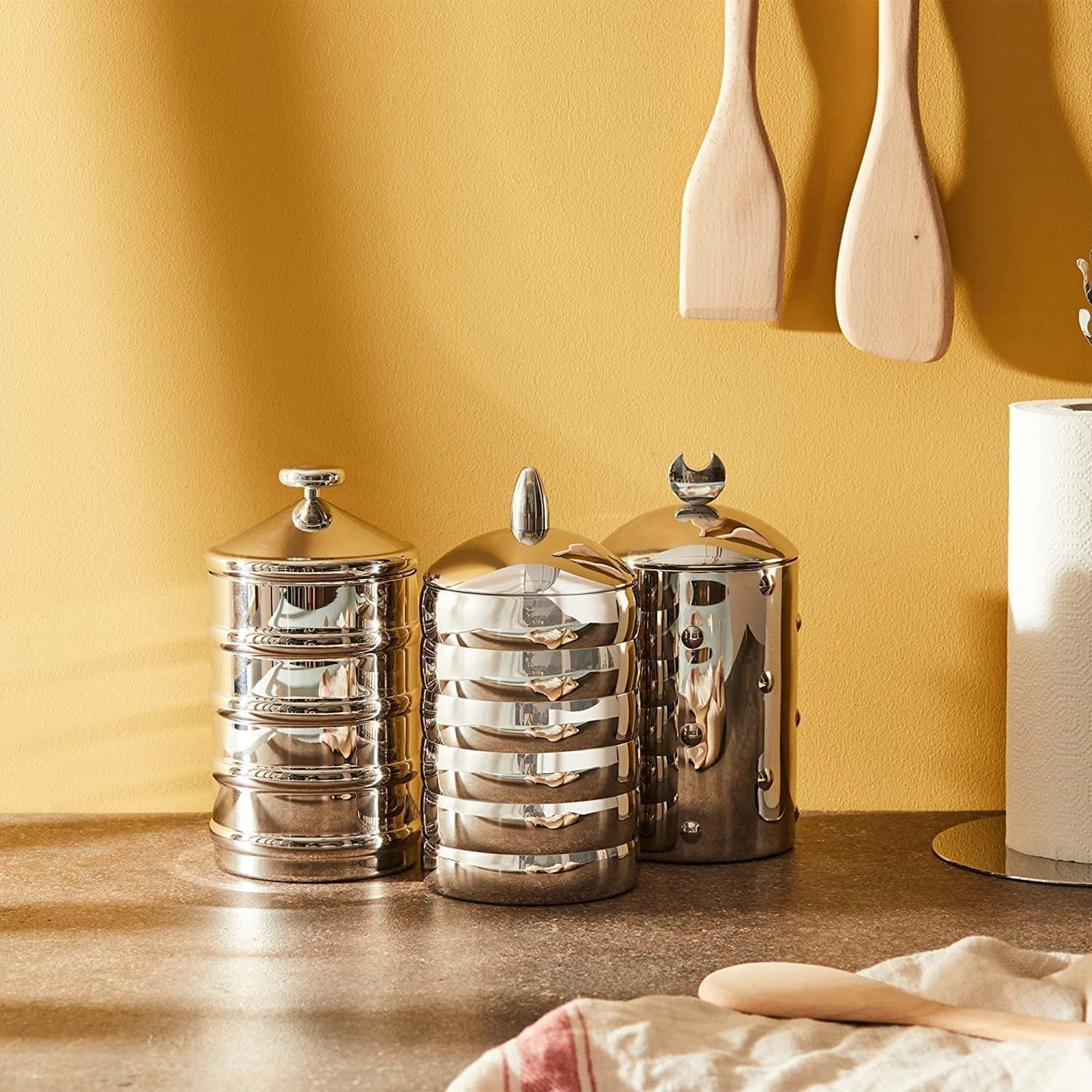 Alessi Kalistò 2 CB02 - Barattolo da cucina in acciaio inox 18/10 con pomello in alluminio, 114 cl, argento Contenitori per alimenti Naty Shop