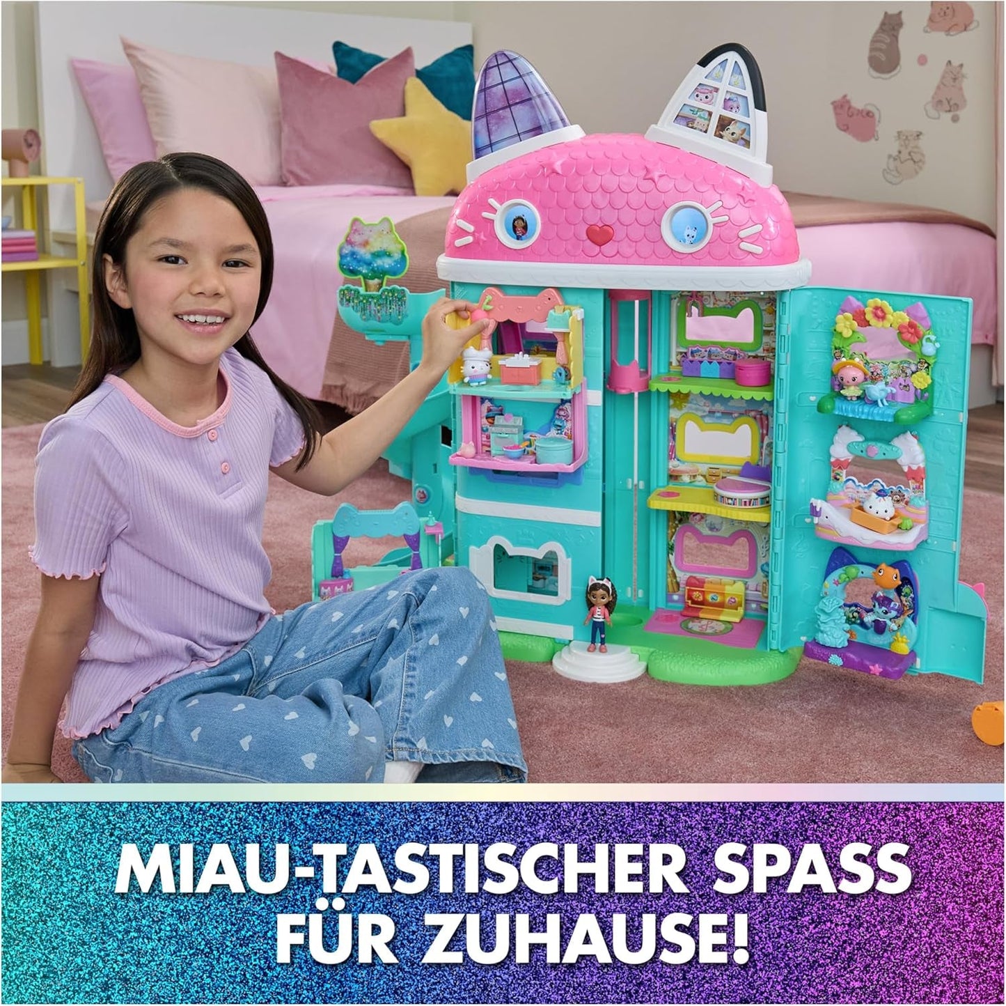 DREAMWORKS GABBY'S DOLLS HOUSE: THE MOVIE - Il dolce set da gioco sul balcone di Kuchi con personaggi della casa delle bambole e accessori per bambini dai 3 anni in su