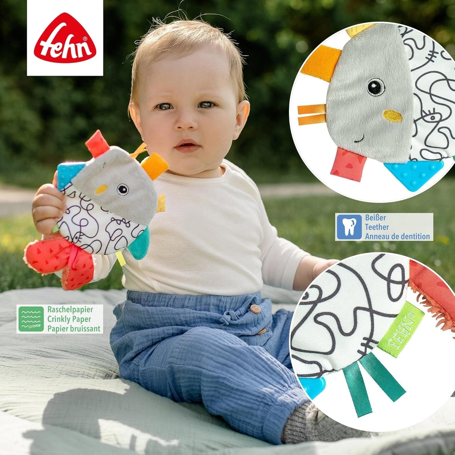 Fehn Pesce Crepitante - Giocattolo cattura e gioca per neonati - Giocattolo cattura animali per neonati - Gioco di attività motoria e gioco crepitante per neonati e bambini da 0+ mesi Baby Toys Naty Shop