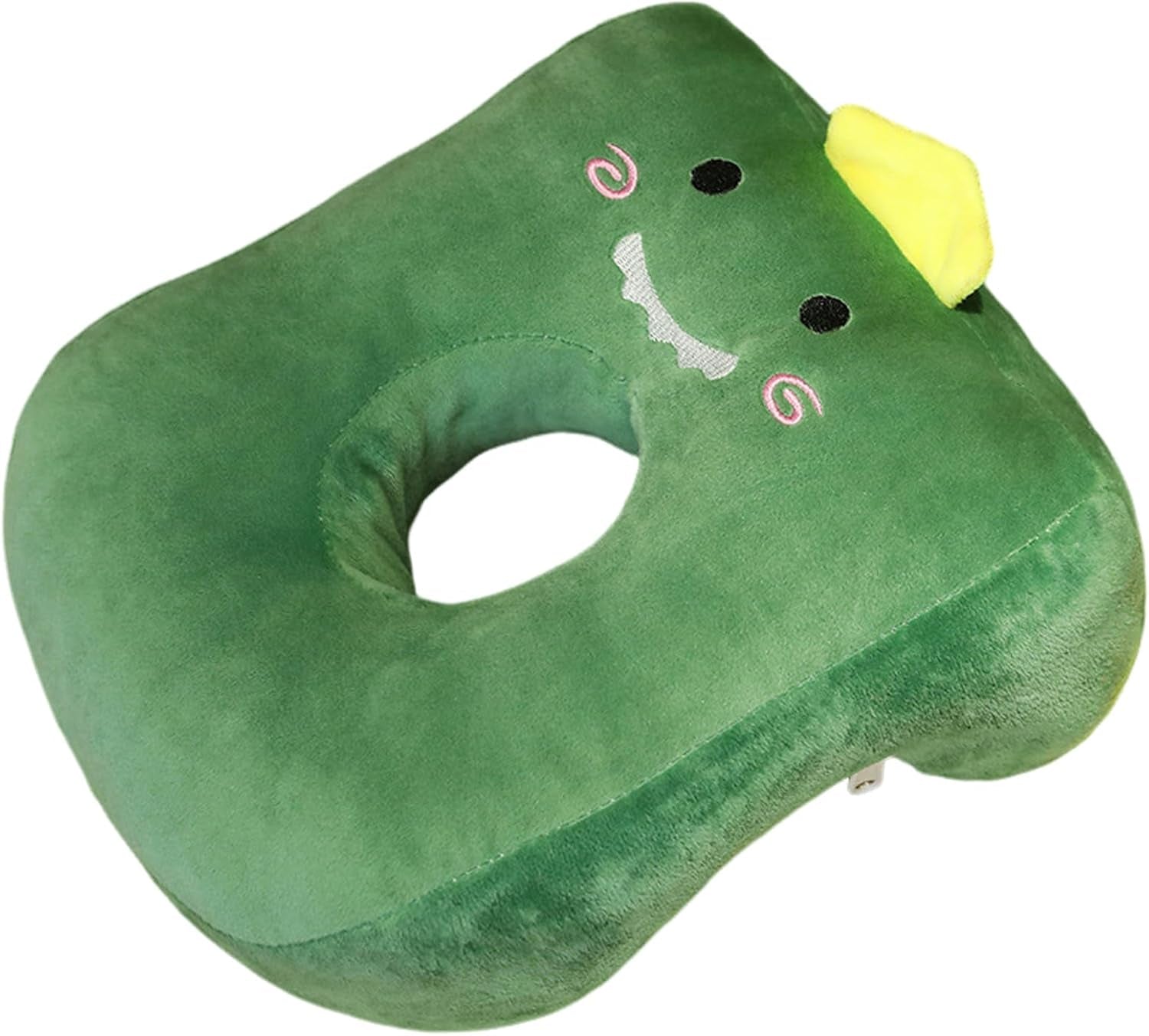 Cuscino per dormire da ufficio in cotone memory, carino per il foro dell'orecchio, morbido cuscino per dormire, per dormire sul lato, per donne, ragazze, bambini (gattino grigio) Cuscini ortopedici cervicali Naty Shop Dinosauri (verde)