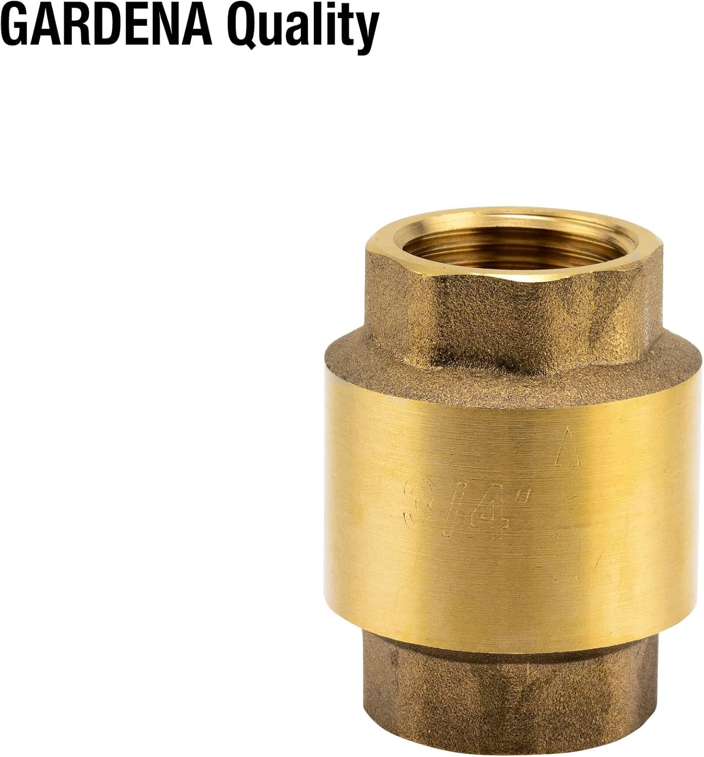Valvola intermedia Gardena in ottone: valvola unidirezionale in ottone massiccio, filettatura 42 mm (G 1 1/4 pollici) per il collegamento alle pompe (7232-20)