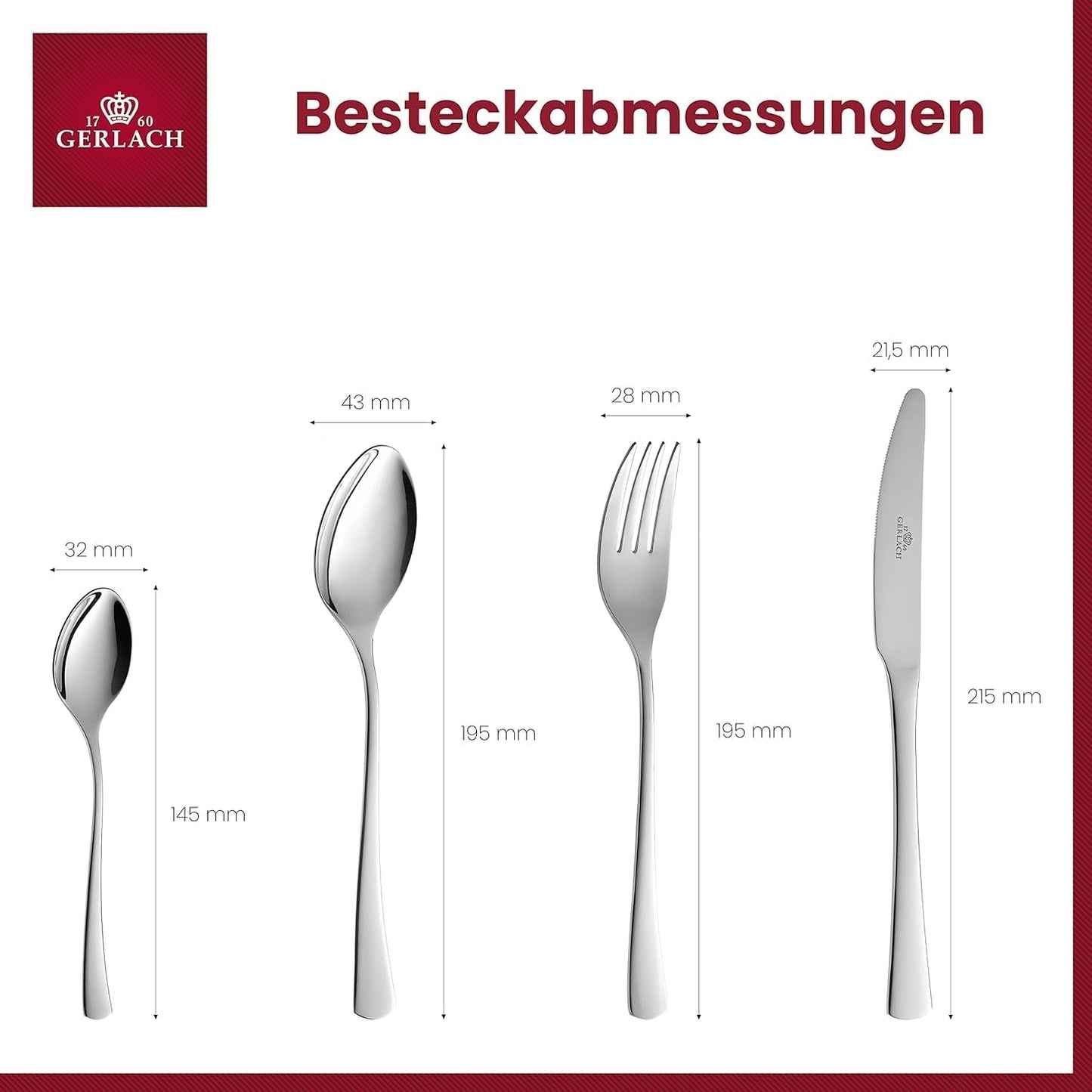 Gerlach 1760 Tunea Set, Posate Acciaio Inox, 24 pz, 6 Persone Cucina Naty Shop