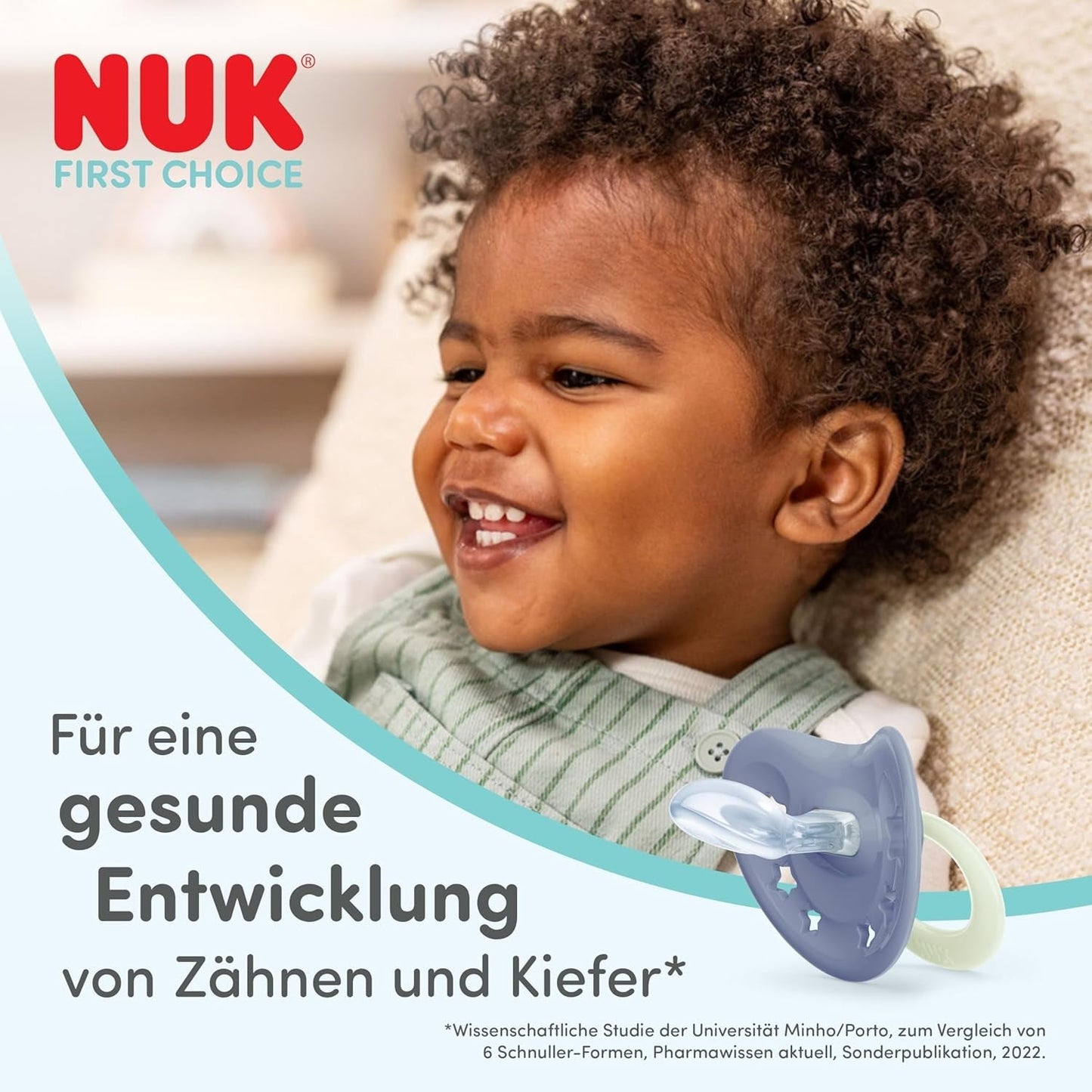 Ciucci classici diurni e notturni NUK First Choice per neonati | 6-18 mesi | Ciucci ortodontici che si illuminano al buio | 95% di accettazione da parte dei bambini** | Blu | Confezione da 2