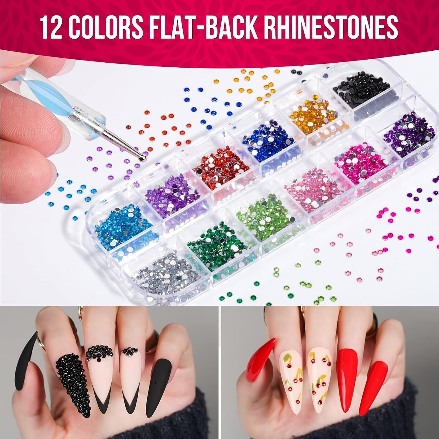 FANDAMEI Set di pennelli per nail art, 15 pezzi di pinsel per gel Nägel Nagel Pinsel, 5 pezzi di penna a pois, 10 rotoli di nastro adesivo, strasssteine ​​​​Nägel, ultra dünn Nagel Paillettes per nail art Maniküre Set