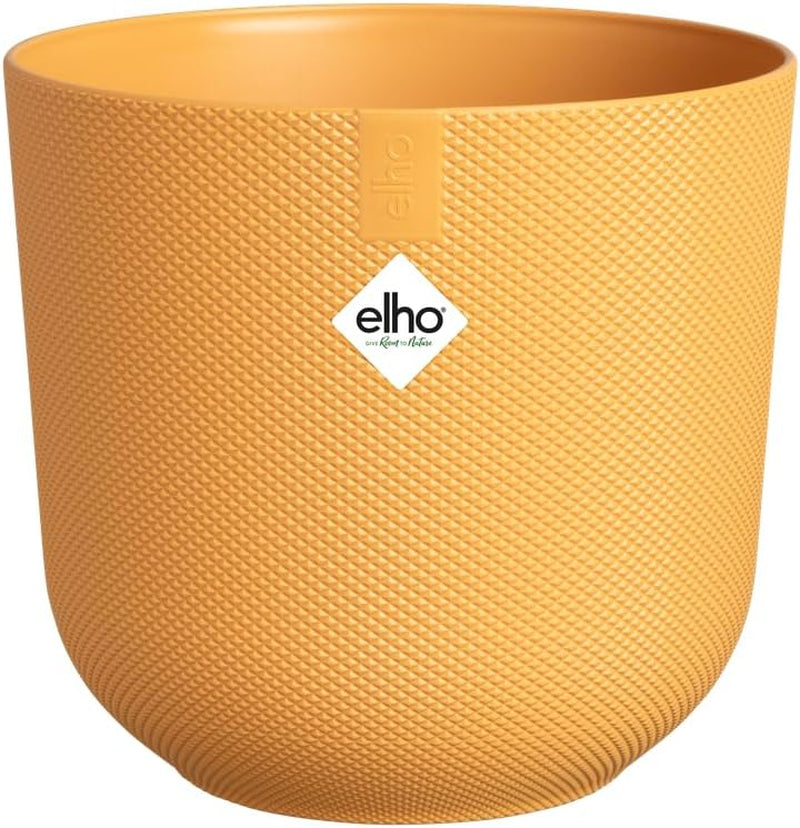 elho Jazz Round Mini 7 cm - Vasi da fiori per interni - 100% plastica riciclata - Ø 7 x H 6,5 cm - Giallo/Ambra