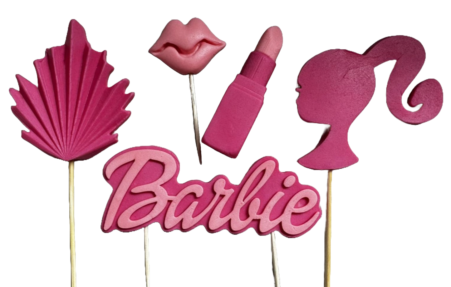 Set di 5 decorazioni in zucchero commestibile, Barbie Decorazioni in Pasta di Zucchero Naty Shop