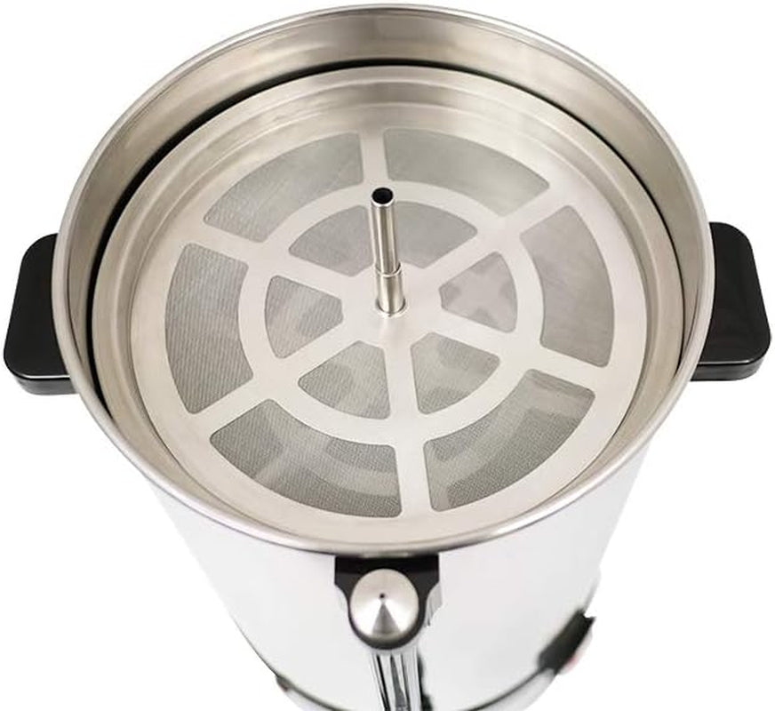 Macchina per caffè espresso Saro con filtro tondo - 6,75 L / 40 tazze - acciaio inox - funzione erogazione e mantenimento in caldo - rubinetto di sicurezza - vetro spia - 1,5 kW - modello SAROMICA 6005