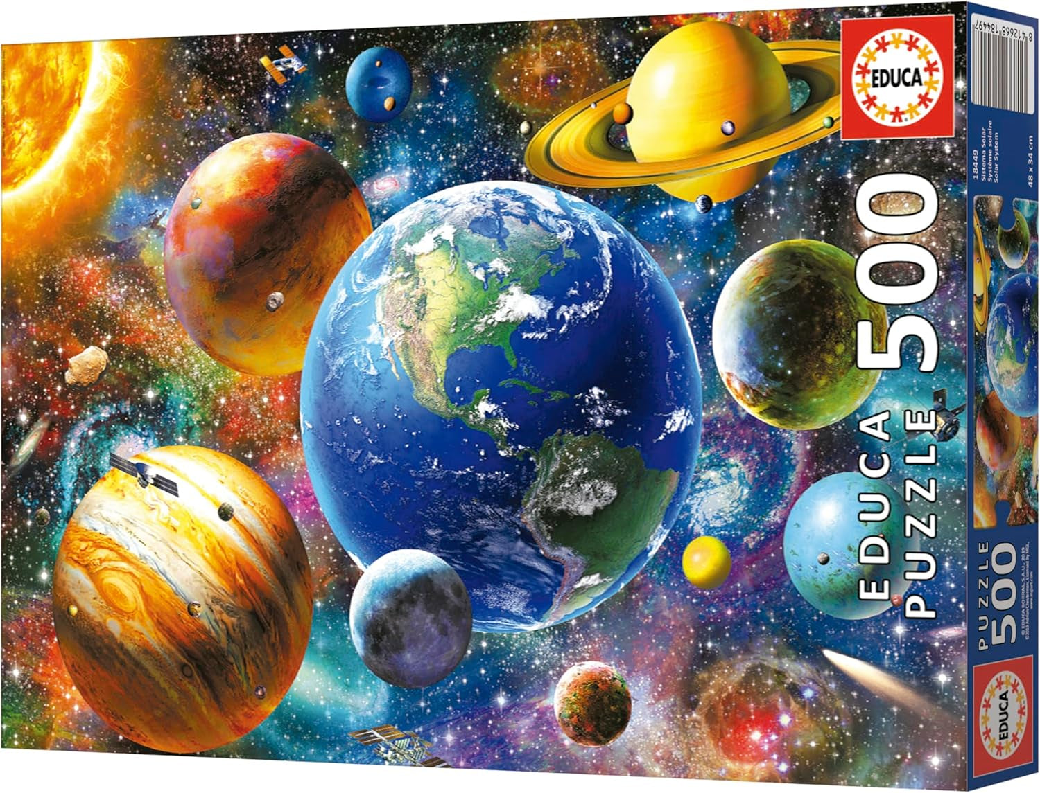 Educa - Puzzle 500 pezzi per adulti | Sistema solare, puzzle 500 pezzi per adulti e bambini da 11 anni, pianeti, spazio, spazio (18449) Puzzle Naty Shop