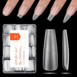 Modelones Nail Tips 216 pezzi - Set di punte per unghie a copertura totale, Set di punte in gel morbido, Punte per unghie in resina PMMA pre-lucidatura, Colla fai-da-te su unghie artificiali, Mandorle corte XS