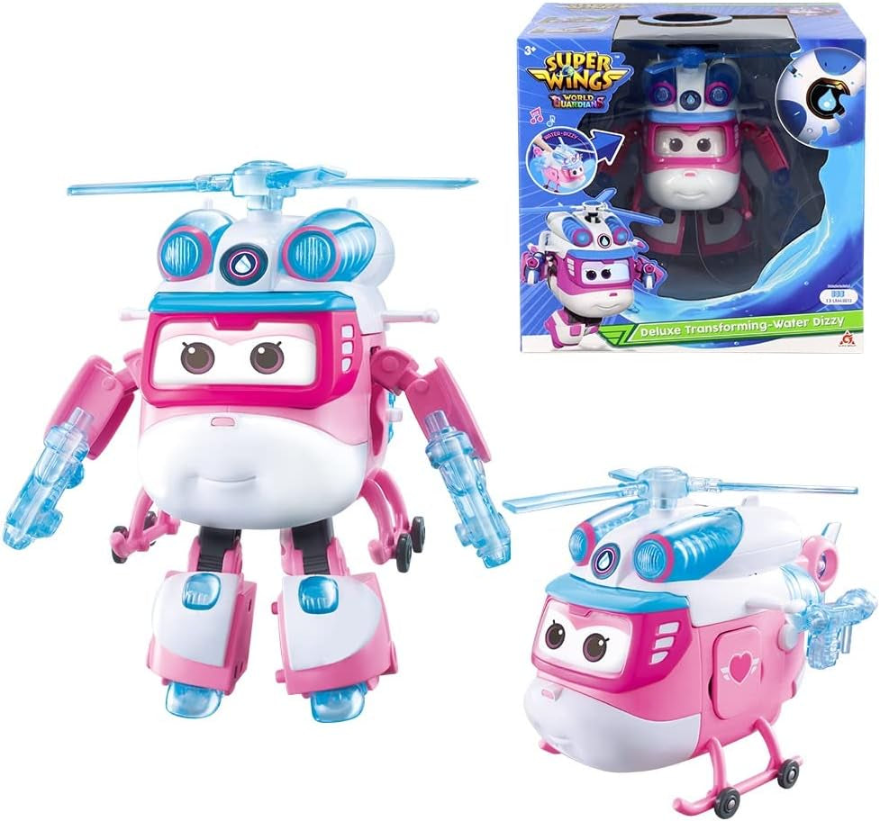 Super Wings Personaggi trasformanti da 5" Confezione da 2 Jett sovralimentato trasformante + Tino Giocattolo trasformatore per ragazzi e ragazze dai 3 anni in su Action Figure rosse Naty Shop Dizzy