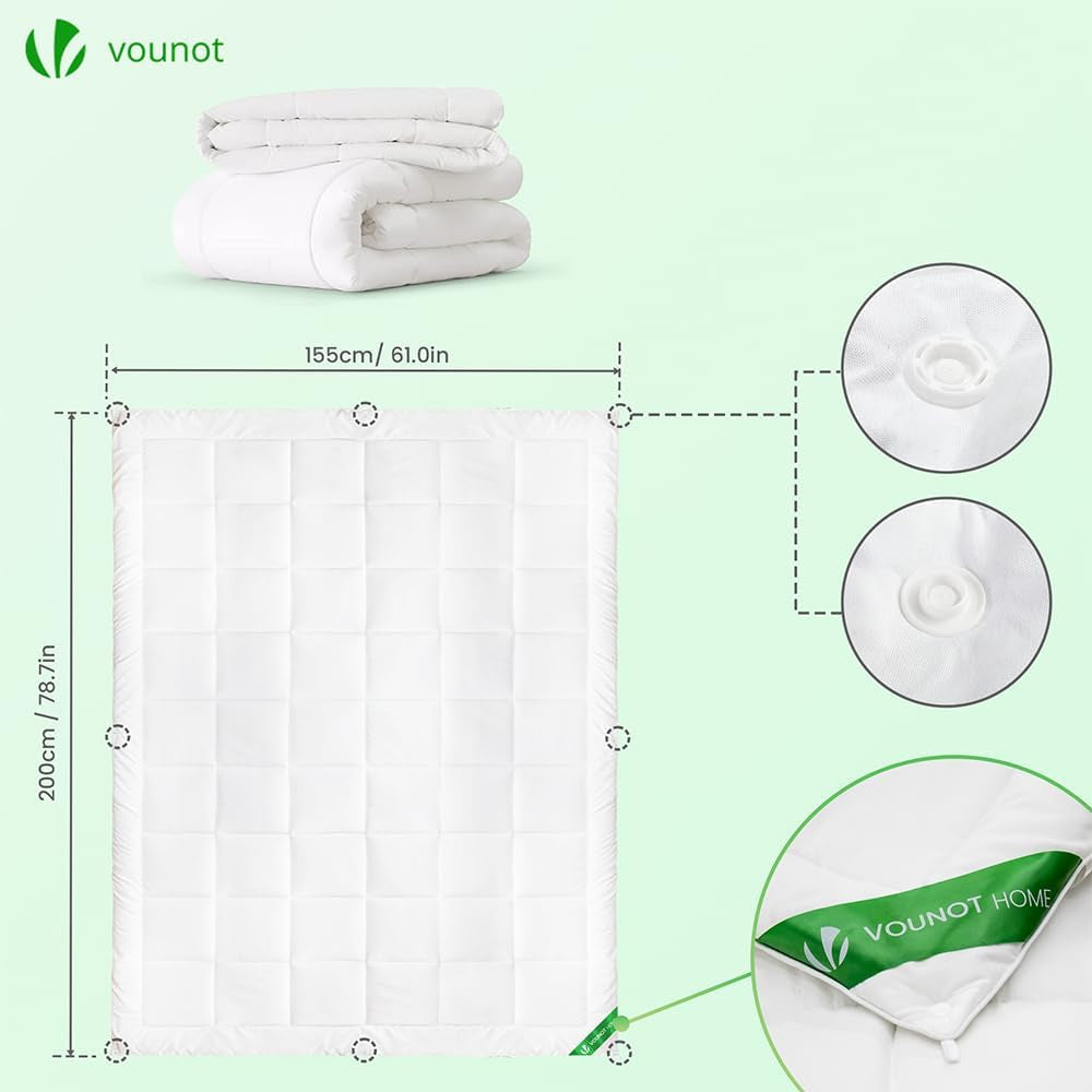 VOUNOT Piumino 155X200Cm, Set Piumini Invernali 4 Stagioni da 2 500G/M², composto da 2 piumini annodati insieme Piumino Adattabile per l'estate e l'inverno, Piumini e Trapunte Standard Oeko-Tex Naty Shop