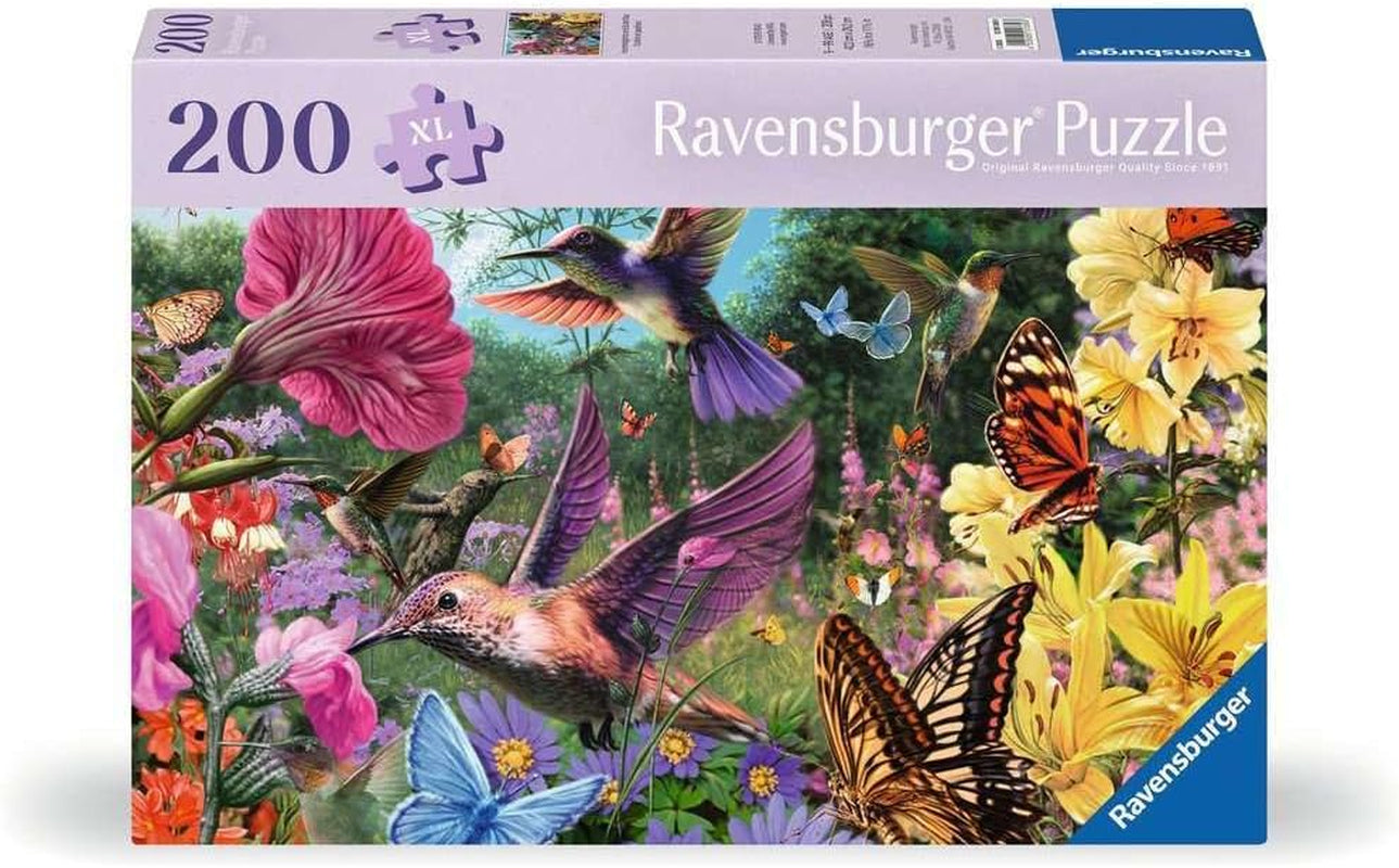Ravensburger Puzzle 12001369 - Colibrì e farfalle - Puzzle da 200 pezzi per anziani e anziani con pezzi del puzzle più grandi, impugnatura, modello con immagine grande e base del puzzle Naty Shop Titolo predefinito