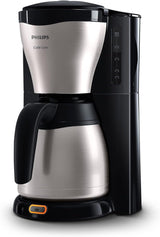 PHILIPS Café Gaia Macchina per caffè espresso con filtro - Caraffa termica in acciaio inossidabile, Sistema antigoccia, Aroma intenso, Spegnimento automatico, 1300 ml, Nero (HD7546/20)