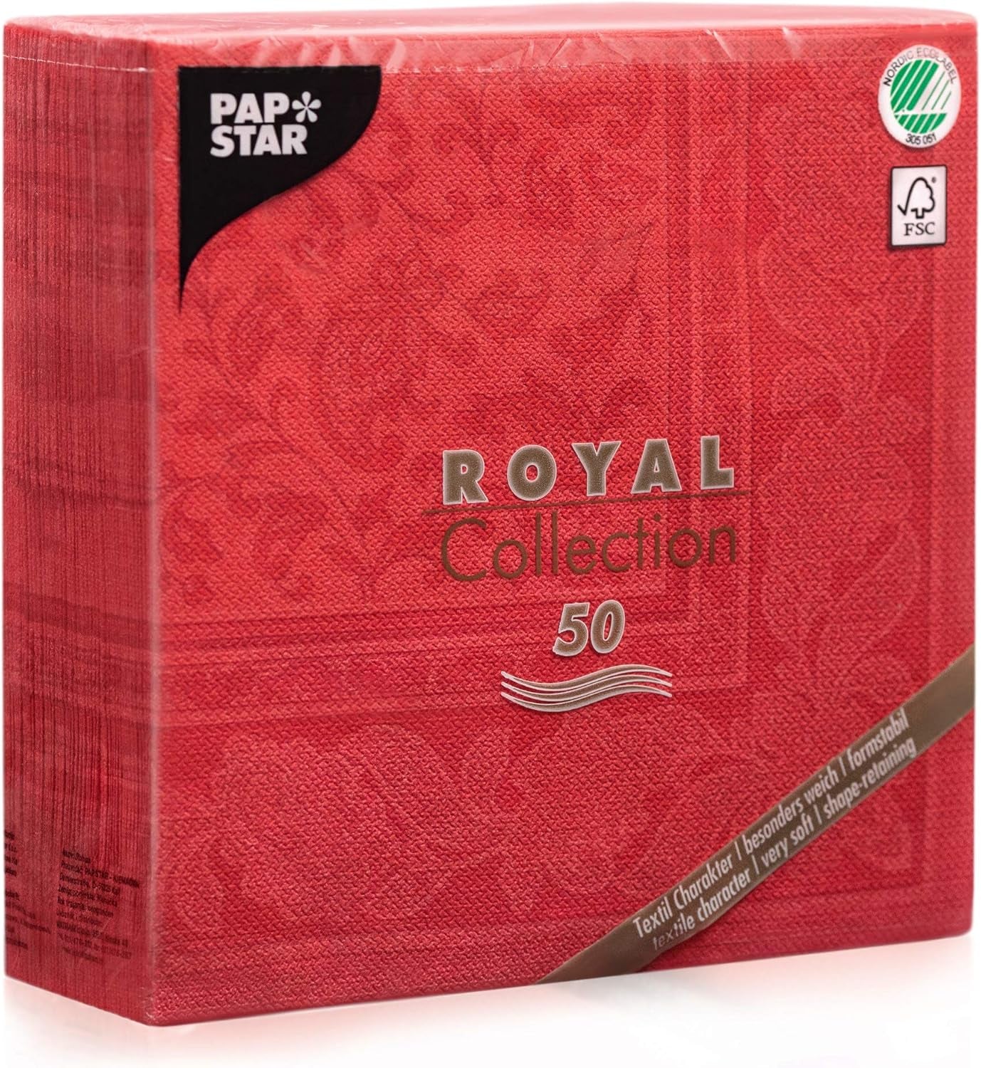 50 tovaglioli premium "ROYAL Collection" 1/4 pieghe 40 cm x 40 cm rosso "Ornamenti" di alta qualità (confezione da 2)