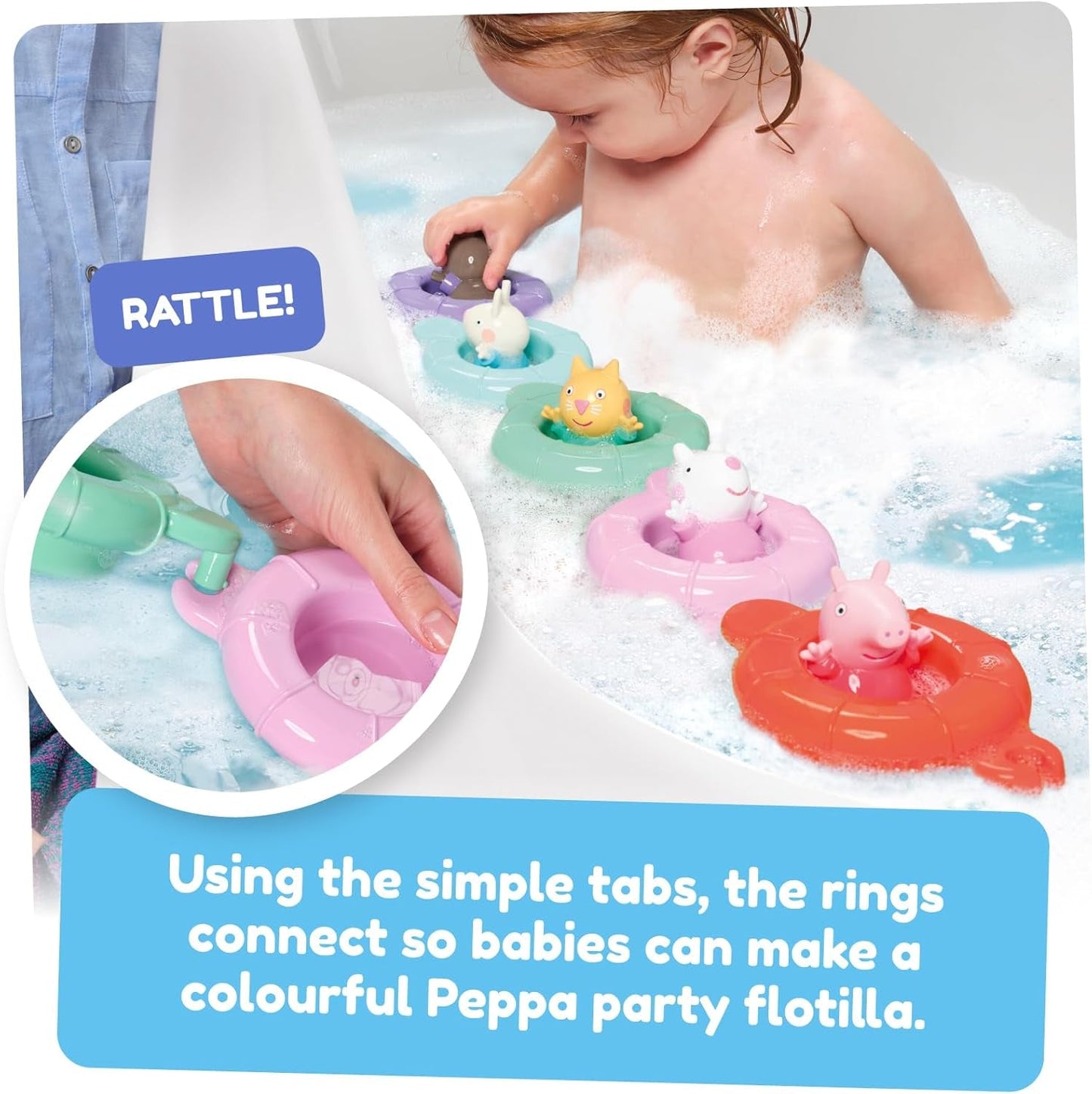 Tomy Toomies Peppa's Pool Party - 5 tazze con anello di collegamento con 5 giocattoli per bambini Peppa Pig & Friends Water Squirter - giocattoli da bagno +18 mesi - Giochi da bagno per bambini e giochi da piscina Bebe Toys Naty Shop
