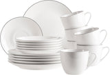 MÄSER Serie Felise, elegante servizio da caffè per 6, senza tempo, bordo nero, porcellana, bianco