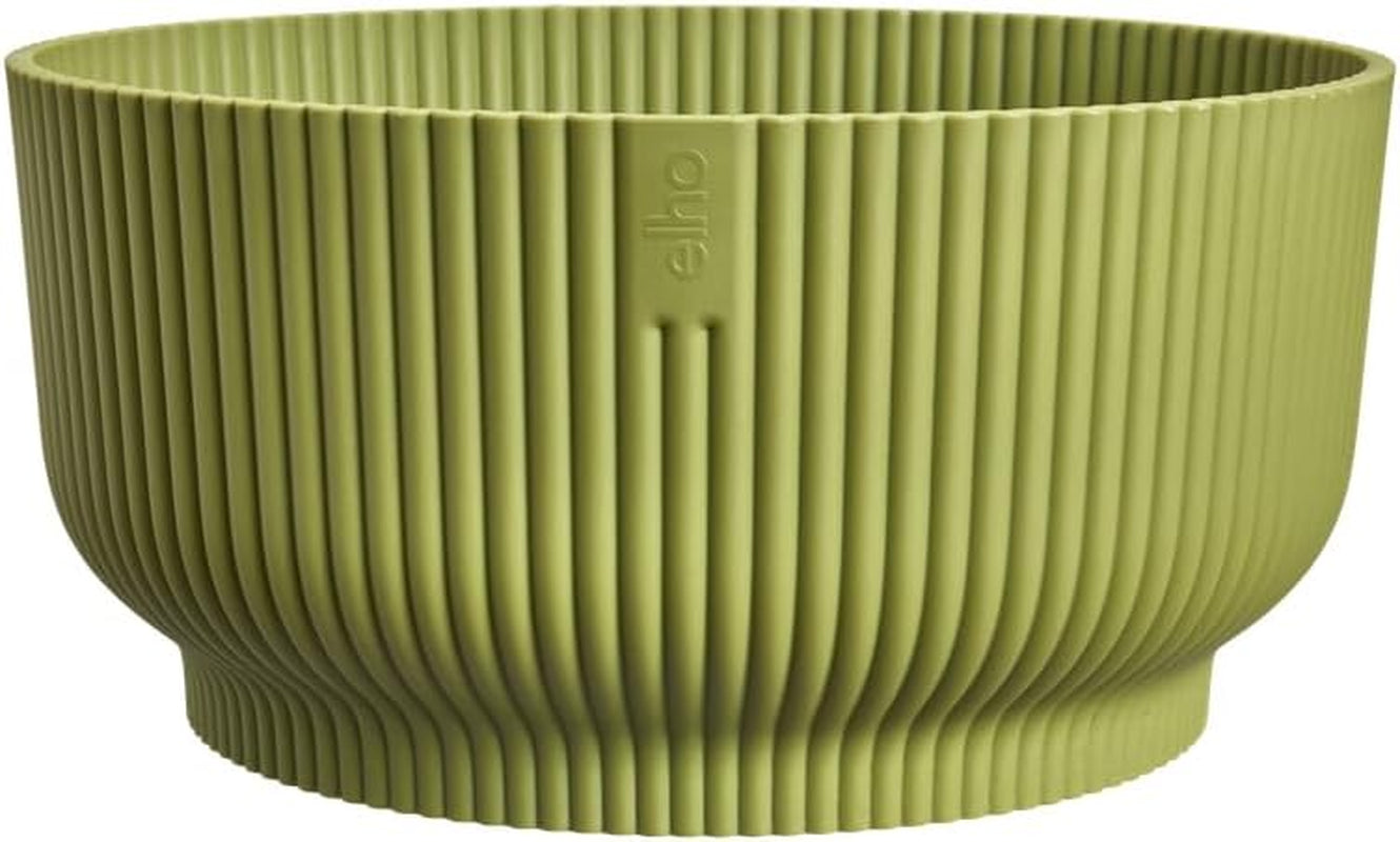 elho Vibes Fold Bowl 25 - Vasi da fiori per interni - 100% plastica riciclata - Ø 24,9 x H 12,1 cm - Verde/Ferngrün