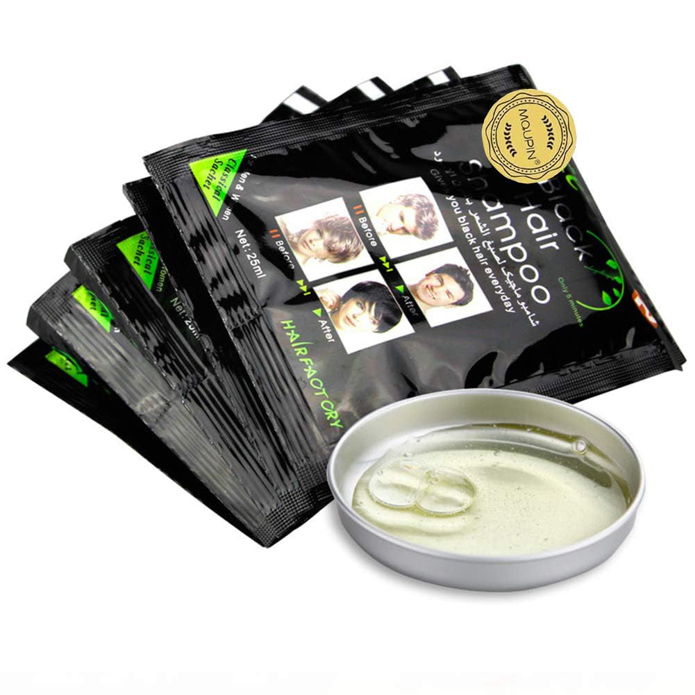 Shampoo colorante per capelli neri istantaneo con ingredienti naturali, tintura per capelli neri semipermanente, facile da usare, a lunga durata, ingredienti naturali (10 pezzi, nero) Naty Shop Tinture per capelli
