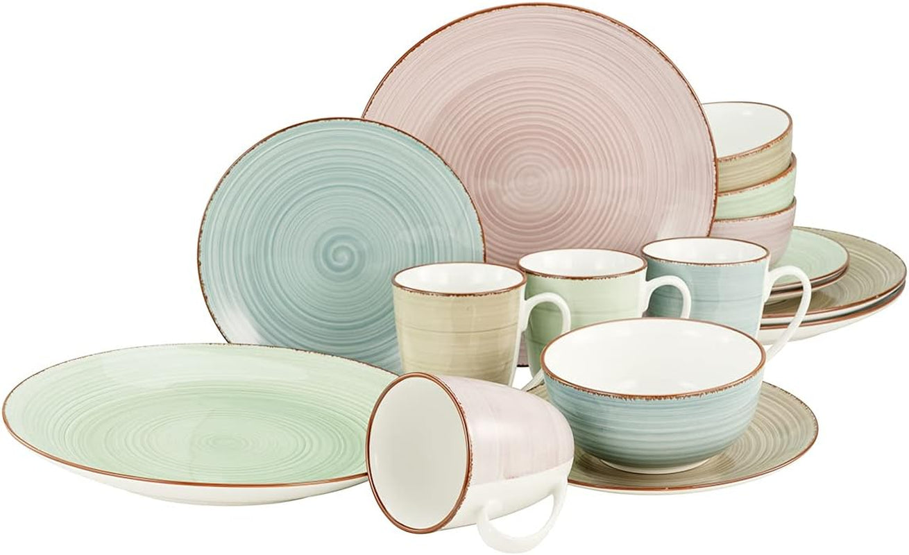 CreaTable, 22582, serie SAMBA, set di stoviglie da 16 pezzi per 4 persone, servizio combinato in porcellana, lavabile in lavastoviglie e adatto al microonde, produzione di qualità