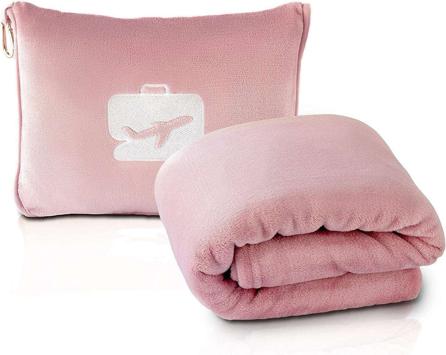 Eversnug Coperta e cuscino da viaggio - Morbida coperta da aereo 2 in 1 con morbida fodera per cuscino tascabile, fodera per borsa e supporto per zaino (rosso bordeaux) Cuscini da viaggio Naty Shop Rosa
