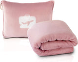 Eversnug Coperta e cuscino da viaggio - Morbida coperta da aereo 2 in 1 con morbida fodera per cuscino tascabile, fodera per borsa e supporto per zaino (rosso bordeaux) Cuscini da viaggio Naty Shop Rosa