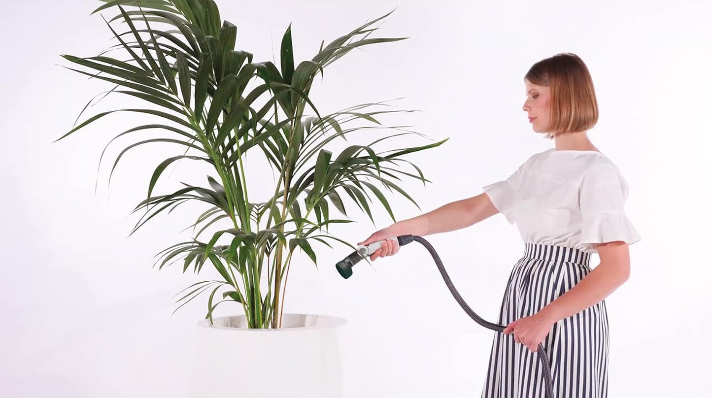 GF SRL, Aquapop Grey Limited Edition con tubo tessile autoestensibile da 25m Made in Italy, sacchetto in plastica morbida, ugelli e raccordi Lancia 8 per irrigazione giardino, grigio scuro