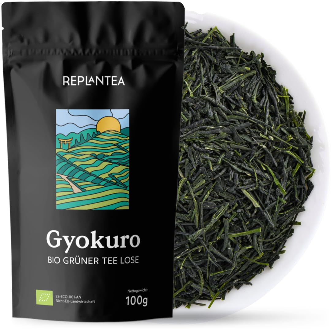 Tè verde giapponese Gyokuro biologico (100 g) | Tè sfuso premium | Gusto umami raffinato e dolcezza delicata | RIPIANTARE