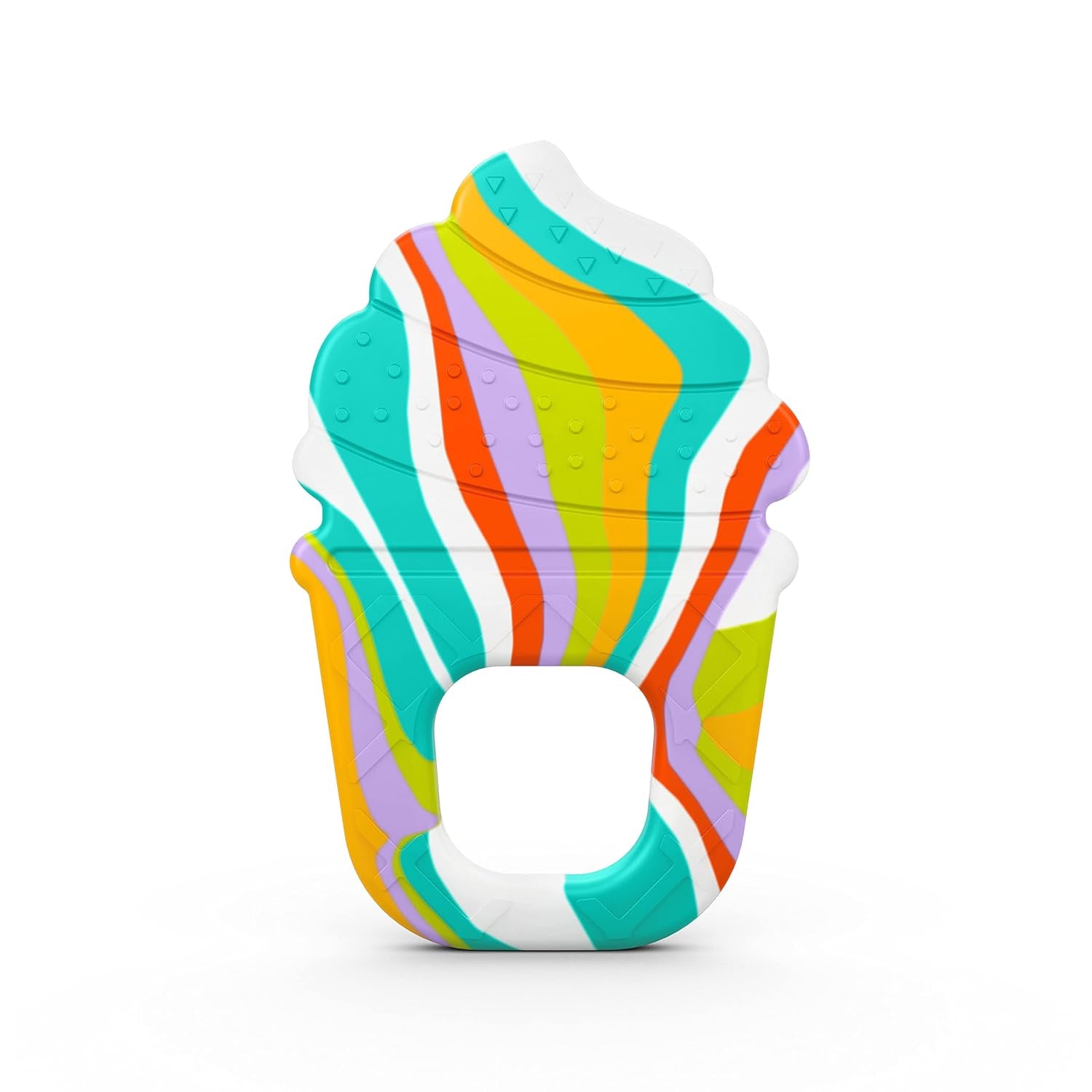 Bright Starts Anello massaggiagengive in silicone morbido e lenitivo, cono gelato facile da afferrare, senza BPA, unisex, 3 mesi+