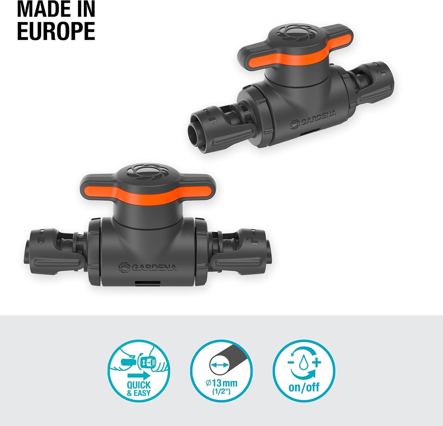 Valvola di regolazione e intercettazione Gardena Micro-Drip-System 13 mm (1/2 pollice): semplice chiusura dei tubi e regolazione continua del flusso d'acqua, accessorio per la posa dei tubi gocciolanti (13207-20)