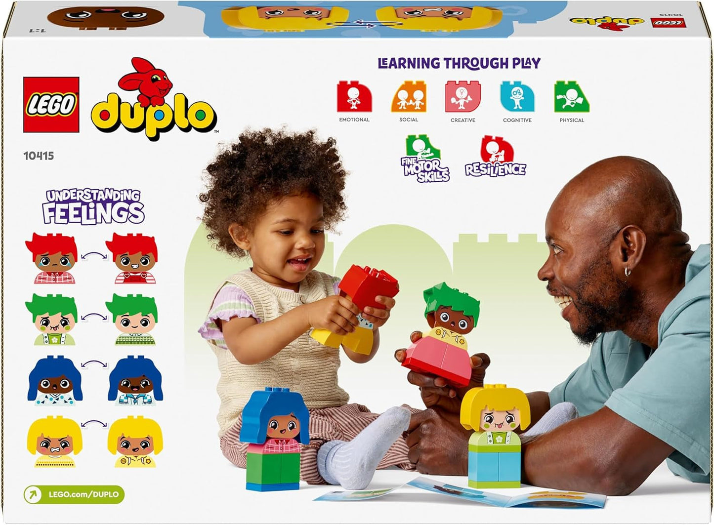 LEGO DUPLO Big Feelings, gioco di costruzione impilabile con 23 mattoncini colorati e 4 personaggi, giocattolo di abilità motoria per promuovere lo sviluppo sociale ed emotivo dei bambini a partire da 18 mesi 10415 Set di costruzione Beuche den LEGO-Store