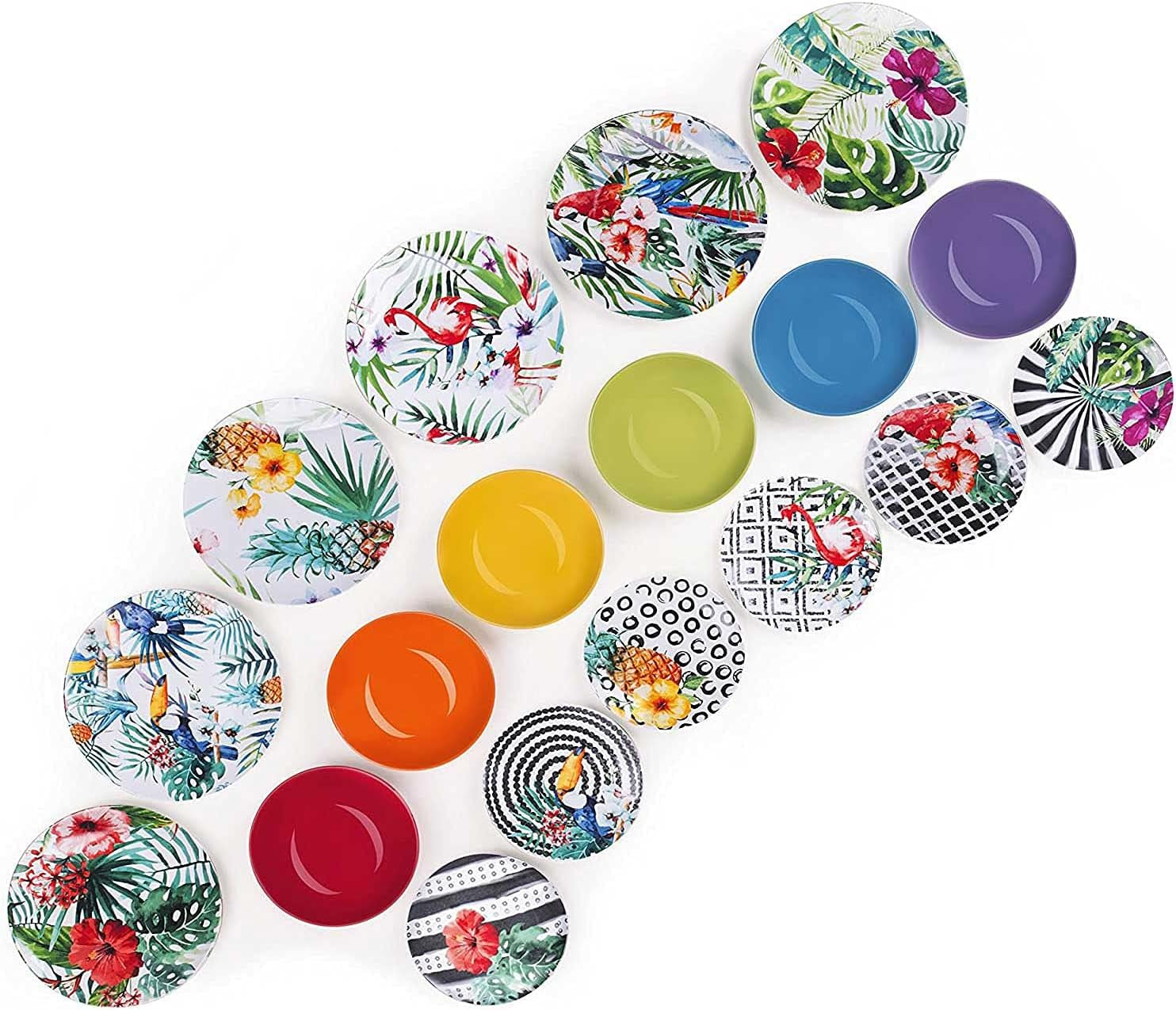 Set di piatti Excelsa Tropical Chic, 18 pezzi, Porzellan, mehrfarbig