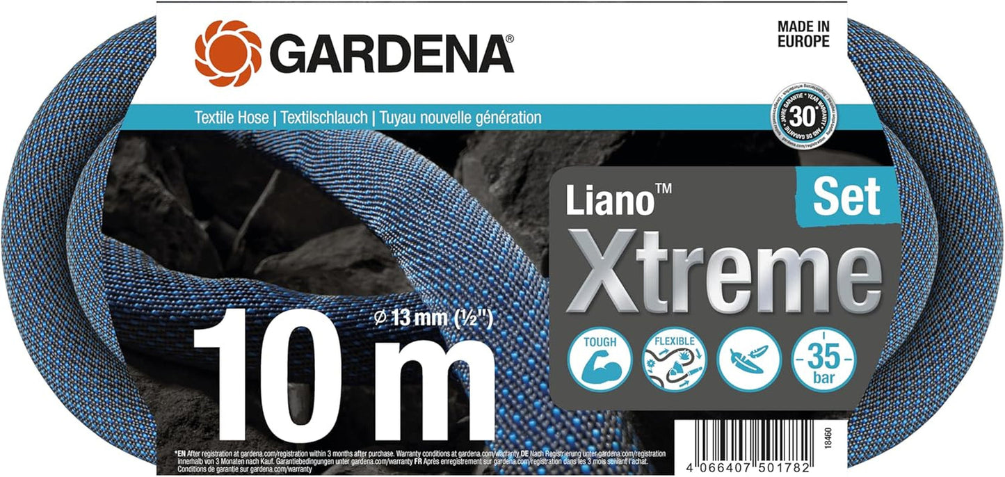 Gardena Liano Xtreme 1/2 pollice 10 m Set: tubo da giardino in tessuto estremamente robusto per rubinetti interni con tubo interno in PVC leggero e resistente alle intemperie (18460-20)