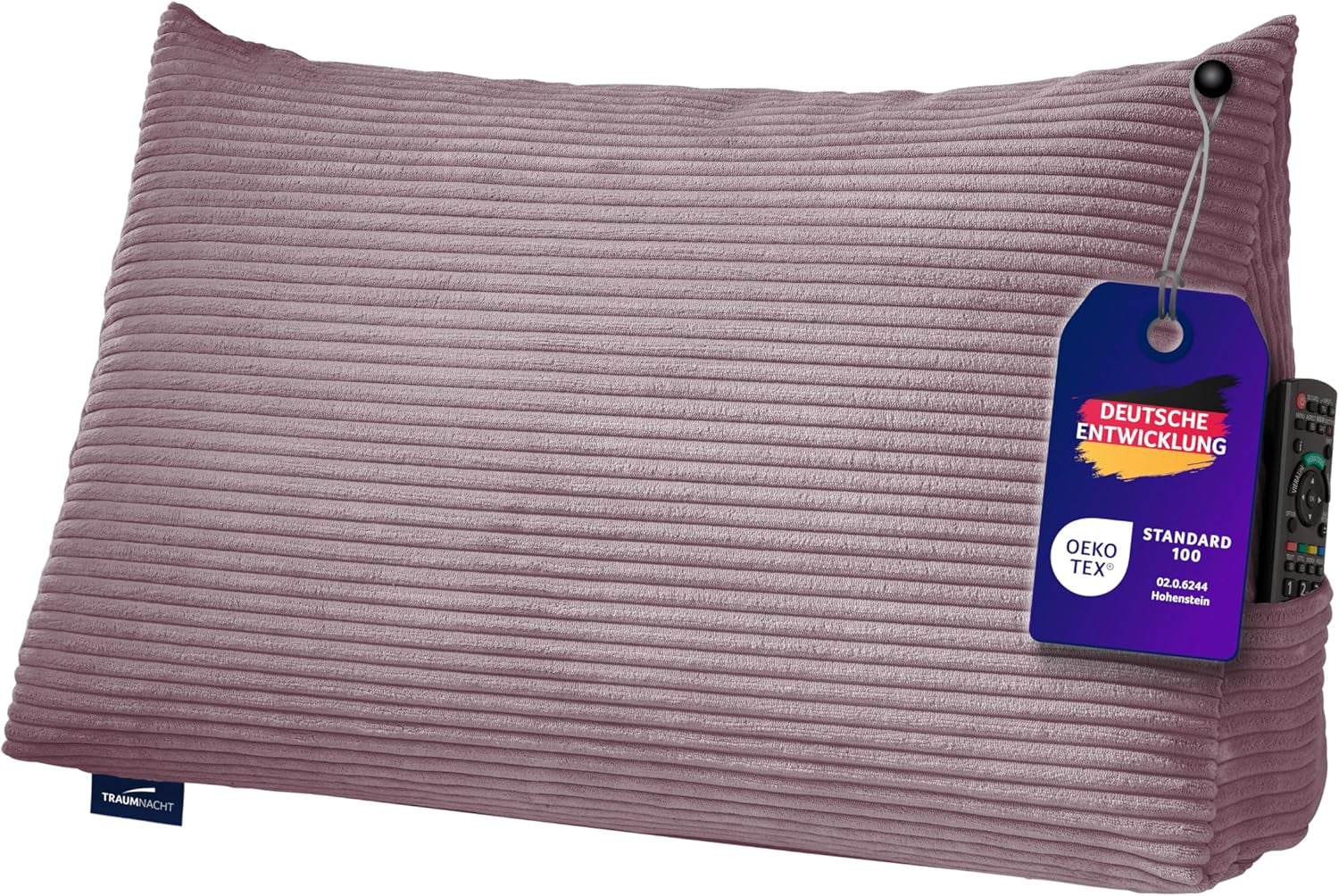 Cuscino da lettura Traumnacht Cozy Back Cushion, 70 x 40 cm grigio scuro, rivestimento sfoderabile e lavabile in 100% poliestere, pratica tasca laterale, certificato Oeko-Tex, prodotto secondo gli standard di qualità tedeschi