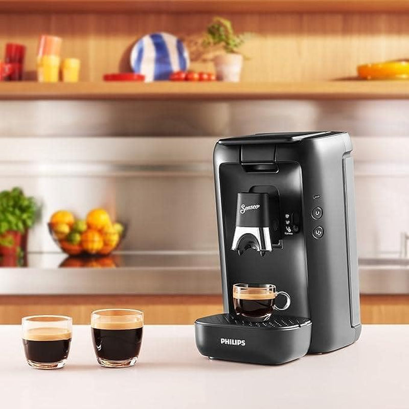 Macchina per caffè espresso a capsule PHILIPS Senseo Maestro - Tecnologia Intense Plus, Espresso di alta qualità, Design ecologico, Serbatoio dell'acqua da 1,2 L, Funzione Memo, Indicatore di decalcificazione (CSA260/60)