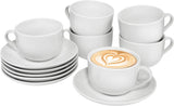 Set tazze da caffè Sänger New Port, set da 12 tazze per 6, tazze e piattini in porcellana bianca, 150 ml | LA COLLEZIONE PREMIUM