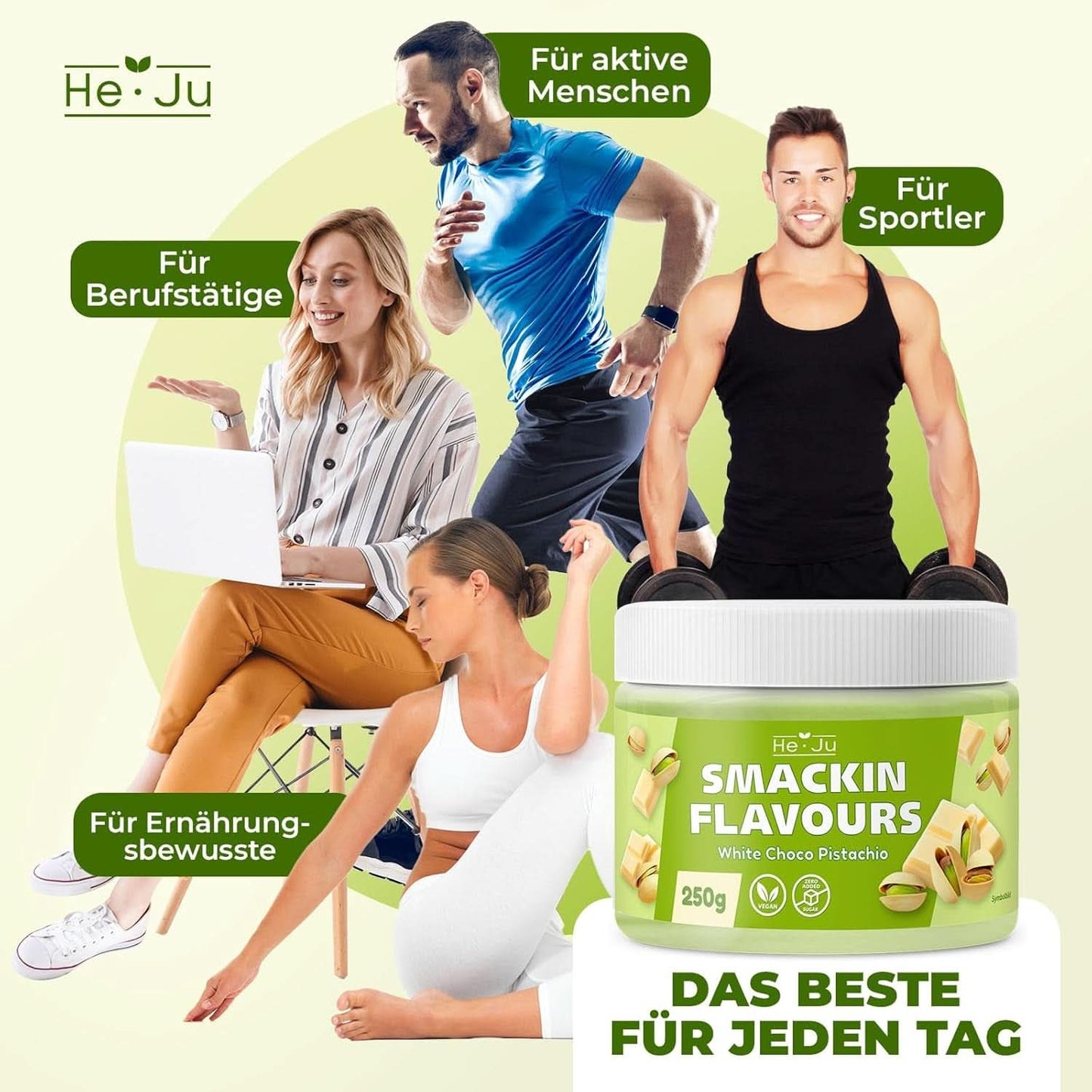 He-Ju, Polvere al gusto di cioccolato bianco e pistacchio, 250 grammi Naty Shop Flavours