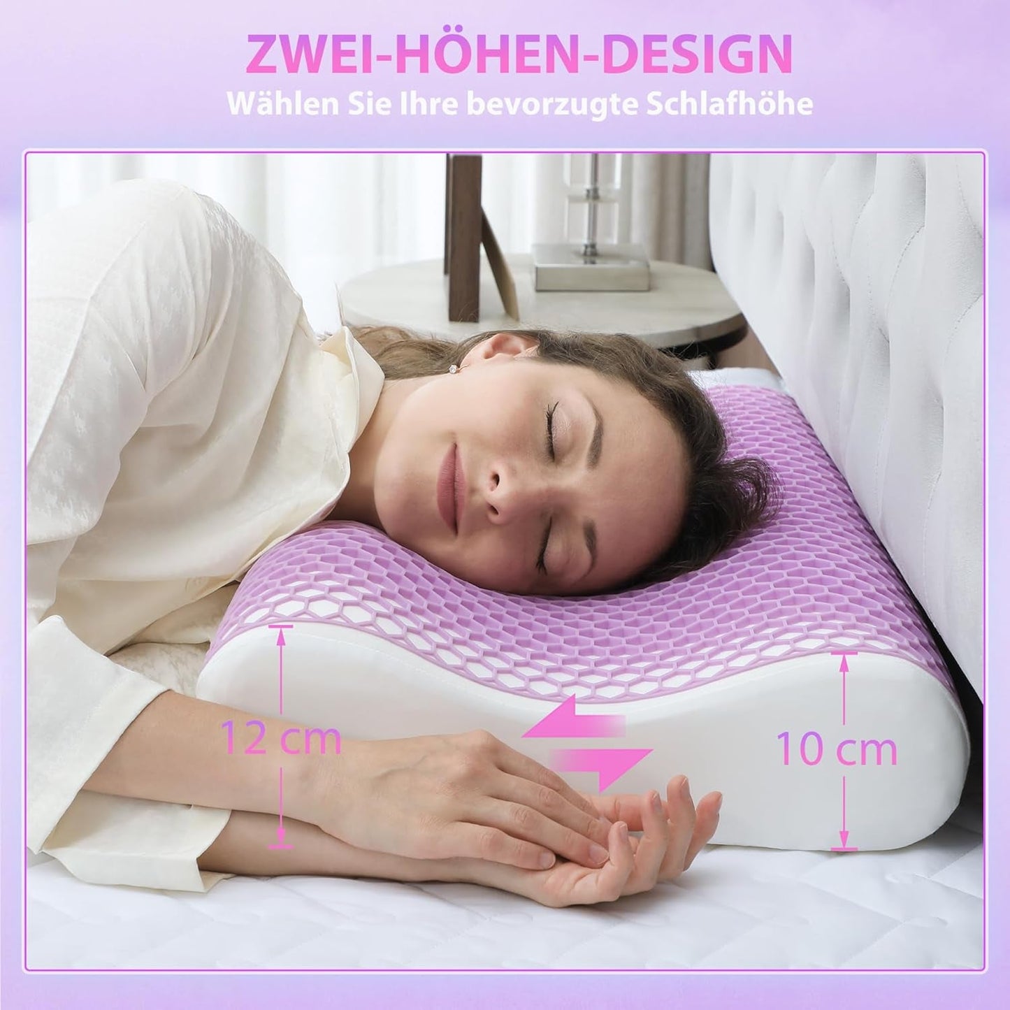 HOMCOM Cuscino per Collo in Memory Foam Cuscino per Collo con Fodera Rimovibile Cuscino per Collo ergonomico 2S Responsivo a 2 Altezze per Diverse Posizioni del Sonno 60x40 cm Bianco Crema