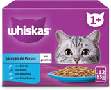 Whiskas Nassfutter für ausgewachsene Katzen, Fischauswahl in Jelly (confezione multipla, 4 x 12 x 85 g)