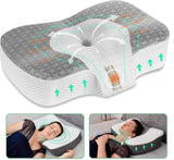 Elviros Cuscino Ortopedico in Memory Foam Cuscino per Dolore al Collo Cuscino per Dormire Cuscino per Collo ergonomico Cuscino per Sostegno per il Collo Cuscino Anti Russamento per chi dorme sul fianco Cuscini Ortopedici Cervicali Bianchi Naty Shop Grigio 60 X 38,6 X 9,9/13,5 Cm