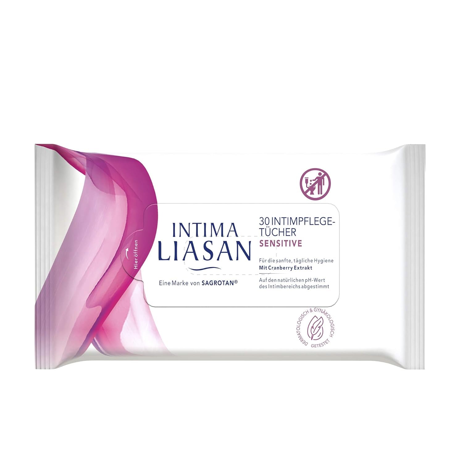 Intima Liasan di Sagrotan Salviette per l'igiene intima Sensitive, senza sapone e senza alcool, 30 pezzi (confezione da 5)
