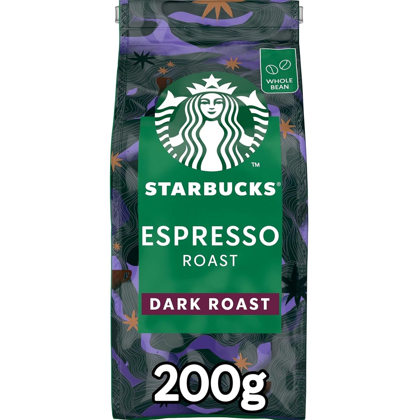 STARBUCKS Espresso Roast, Black Roast, Caffè in grani interi 200 g (Confezione da 6)