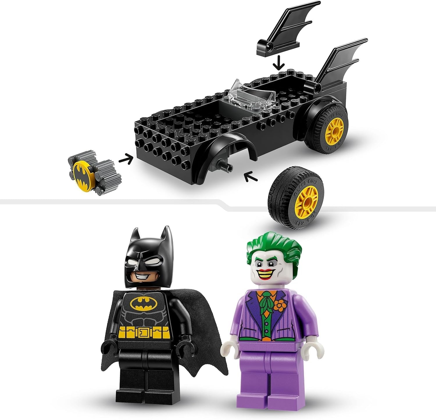 LEGO 76264 DC Inseguimento sulla Batmobile: Batman vs. Set macchinina Joker, Set iniziale supereroe con 2 minifigure, Giocattolo per bambini in età prescolare, ragazzi e ragazze dai 4 anni in su, Set da costruzione veloce da montare Besuche den LEGO-Store