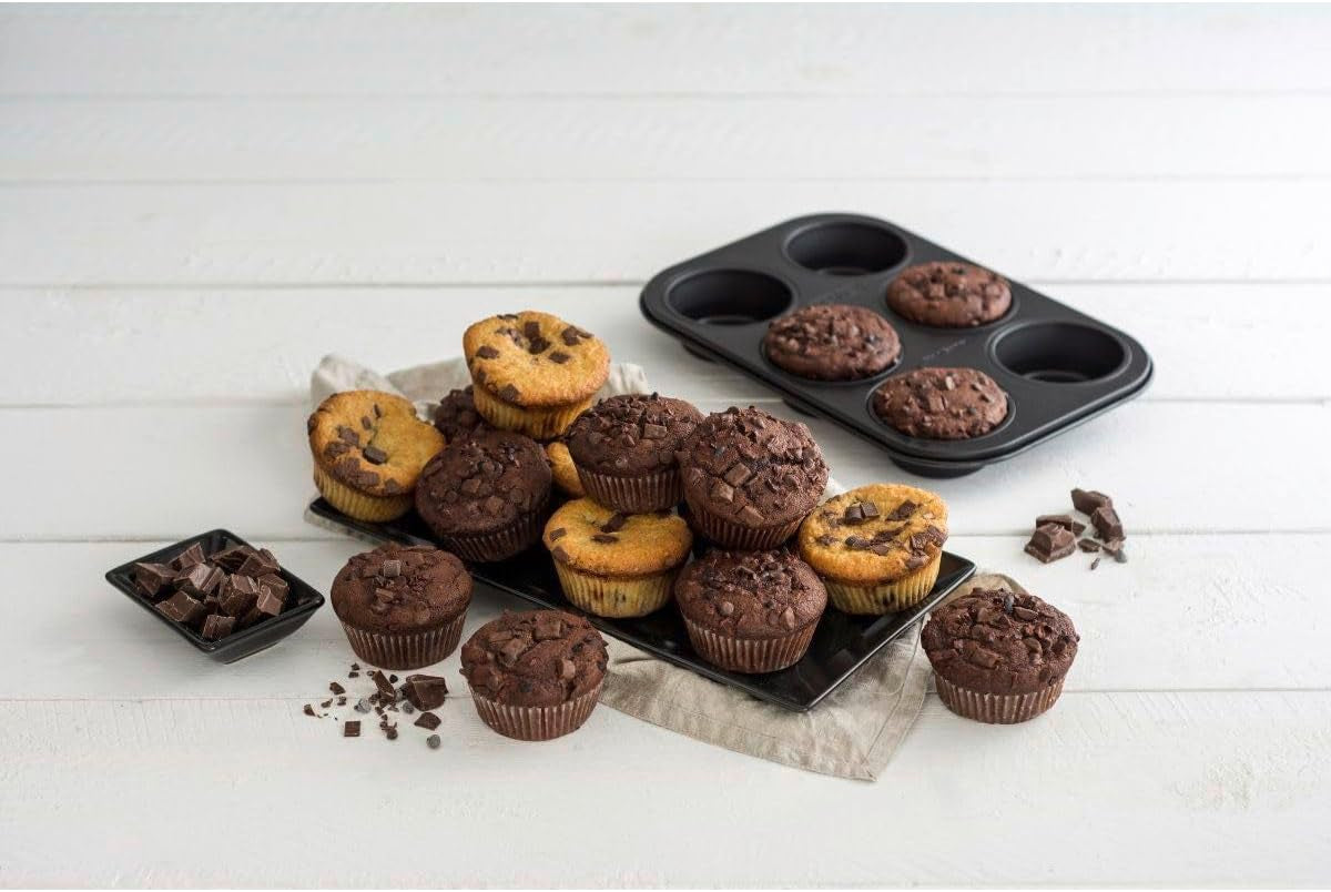 Zenker 6Er Muffinform Nero Metallico, 275X190X30 Mm, Teflon Classic Antihaftbeschichtung, Hitzebeständig Bis 230°C, Leichte Reinigung, Ideal Für Köstliche Muffins Stampi e teglie Naty Shop