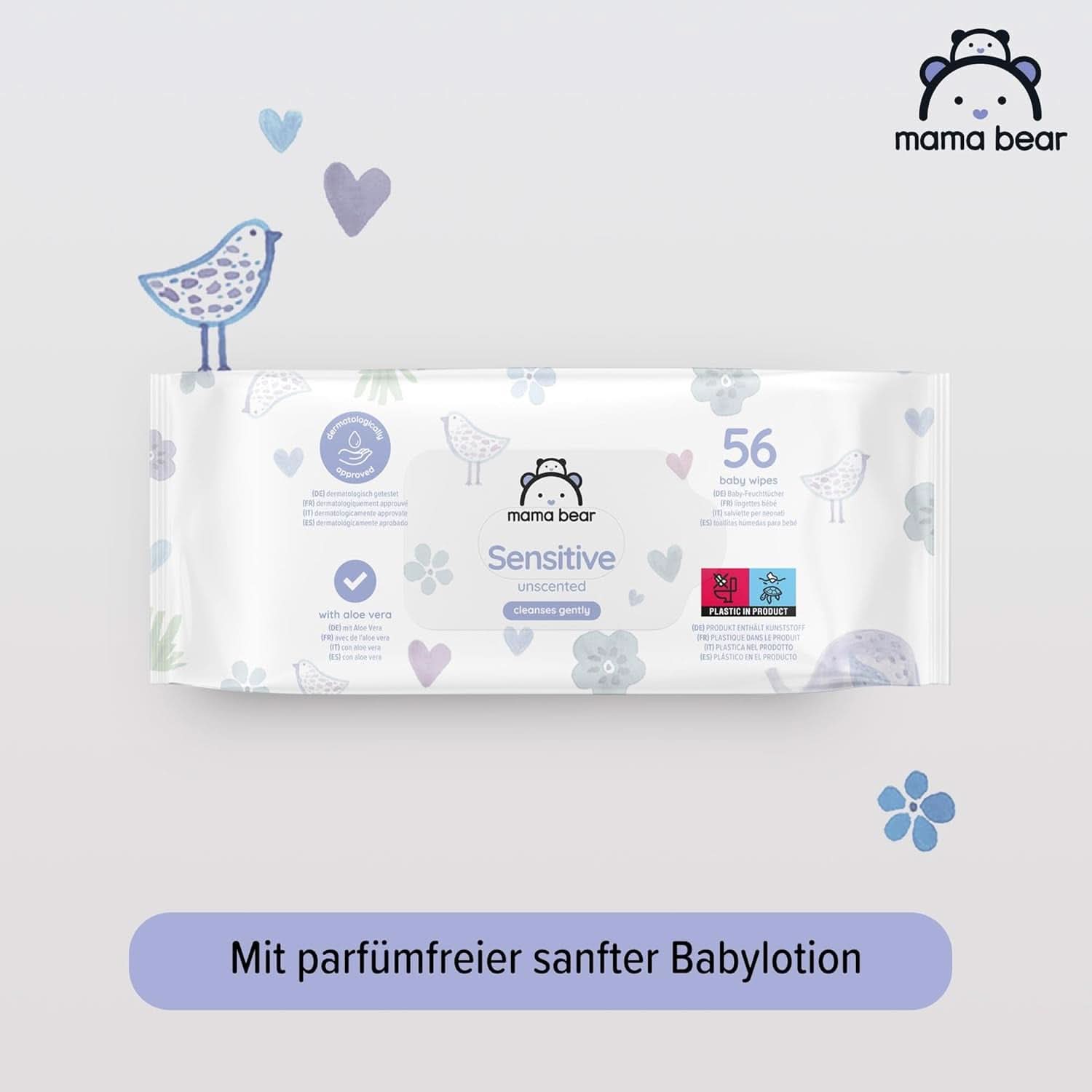 Naty Shop Mama Bear Sensitive Salviette per neonati senza profumo