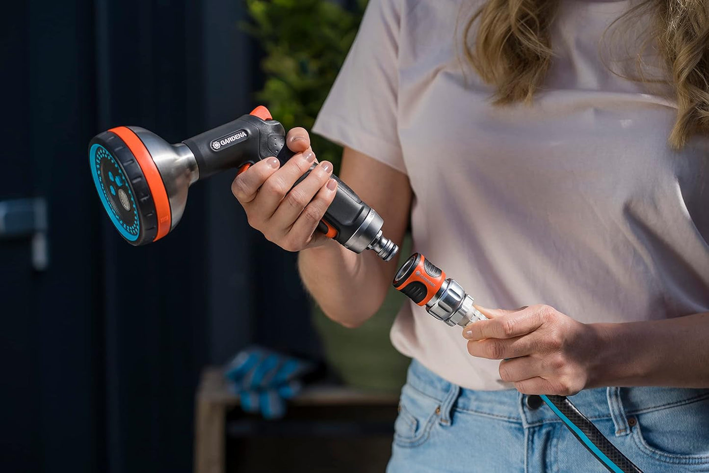 Gardena 39042-M Kit di avviamento rapido in metallo per tubi da giardino, raccordi rapidi e accessori in pochi secondi, 4 pezzi inclusi adattatori a prova di perdite per spina e presa