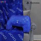 Mondo dei personaggi: cuscino a forma di controller PlayStation con licenza ufficiale, design portatile, cuscino in peluche imbottito | Perfetti per la camera da letto o l'arredamento del gioco, i cuscini standard blu Naty Shop